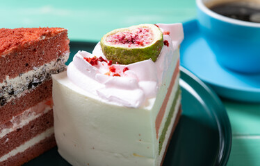 sweet cakes and cup of coffee