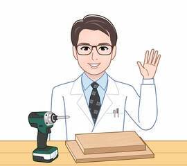 白衣を着た研究者の男性