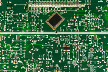 Printed circuit board. Electronic computer hardware technology. Motherboard digital chip. Technical...