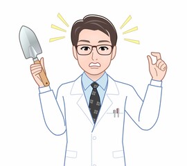 白衣を着た研究者の男性