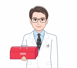 白衣を着た研究者の男性