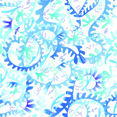 Fantasy sea abstract elements. Seamless pattern