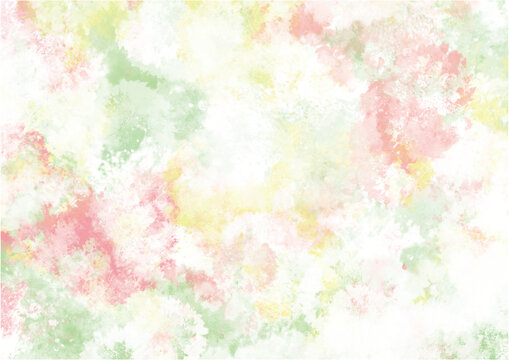 水彩　背景画像　ピンク、グリーン、イエローの春色のテクスチャ