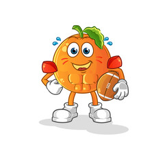 Orange playing rugby character. cartoon mascot vector