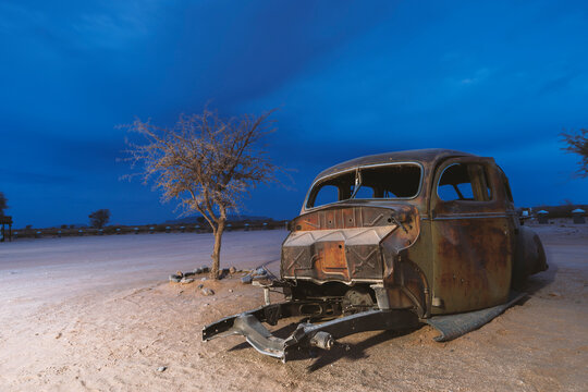 car remains in desert