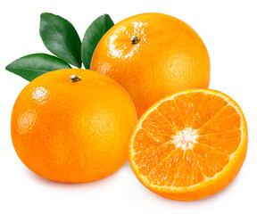 Fresh Mandarin Orange isolated on white background, Taiwan Tangerine Orange on White Background With clipping path.