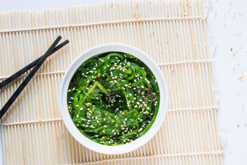 Wakame in the white bowl