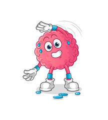 brain stretching character. cartoon mascot vector