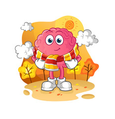 Naklejka premium brain in the autumn. cartoon mascot vector