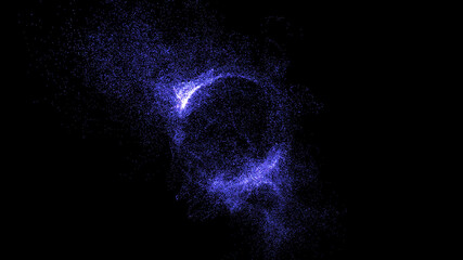 blue glowing abstraction on a black background. space abstraction. 3d rendering