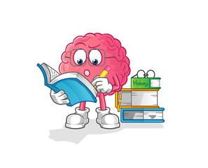 brain studying mascot. cartoon vector