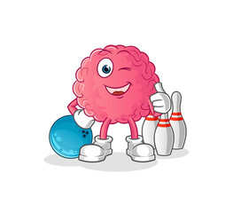 brain play bowling illustration. character vector