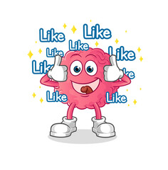 brain give lots of likes. cartoon vector