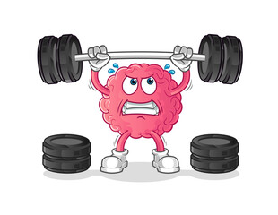 brain lifting the barbell character. cartoon mascot vector