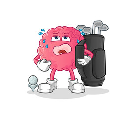 brain with golf equipment. cartoon mascot vector