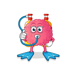 brain diver cartoon. cartoon mascot vector