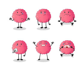 brain sad group character. cartoon mascot vector