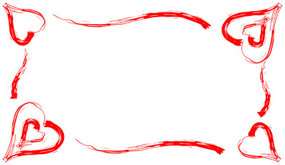  beautiful frame of red painted hearts, for Valentine's Day