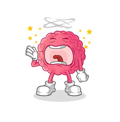 brain yawn character. cartoon mascot vector