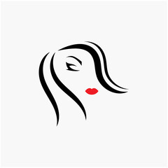 beautiful hairstyles and waves hair icon vector design template
