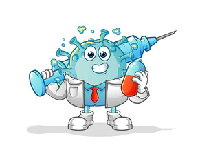 corona virus doctor holding medichine and injection