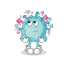 corona virus shy vector. cartoon character