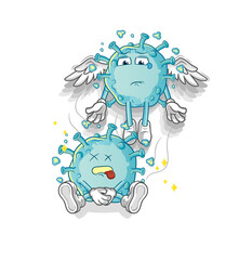 corona virus spirit leaves the body mascot. cartoon vector