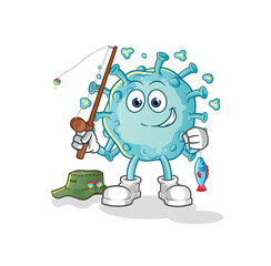 Obraz premium corona virus fisherman illustration. character vector