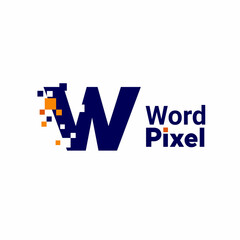 Minimalist Point Letter W Logo. W letter pixel mark digital 8 bit