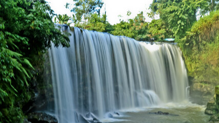 Landscape photo, Temam Waterfall, beautiful waterfall in Lubuk Linggau, South Sumatera province, Indonesia