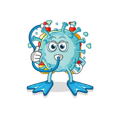 corona virus diver cartoon. cartoon mascot vector