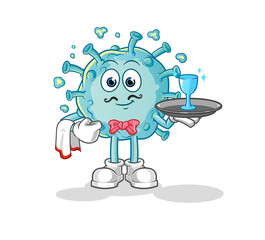 corona virus waiter cartoon. cartoon mascot vector