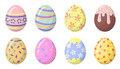 pastel Easter eggs set illustration in cartoon style