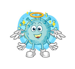 corona virus angel with wings vector. cartoon character