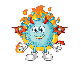 corona virus demon with wings character. cartoon mascot vector