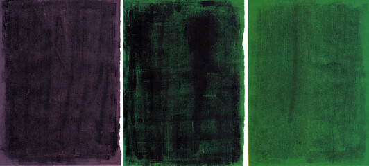The texture of the aged surface. A set of backgrounds. Made by hand in ink on green and purple paper.