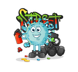 corona virus graffiti artist vector. cartoon character
