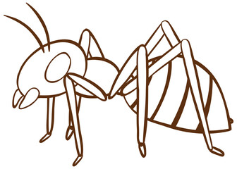 Ant in doodle simple style on white background