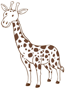 Giraffe in doodle simple style on white background