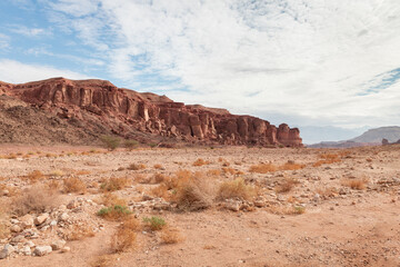 Fantastically  beautiful landscape in summer in Timna National Park near Eilat, southern Israel.