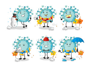 corona virus in cold weather character mascot vector