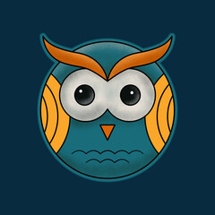 Cute owl design in circle shape