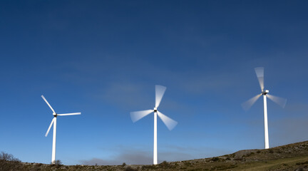 Fototapeta premium Wind turbine at the Kornieta wind farm, Leitza, Navarra, Spain