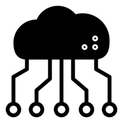 cloud computing connection black and white icon concept