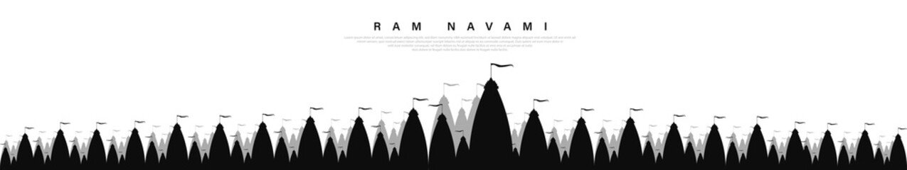 Vector illustration of Lord Rama with bow arrow for Shree Ram Navami celebration. Background for Ramleela ground.