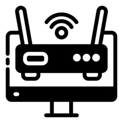router modem wireless internet connection icon solid style for cloud computing 