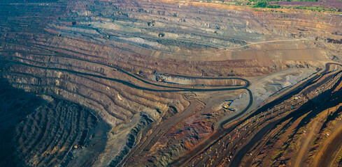 quarry iron ore mining top view