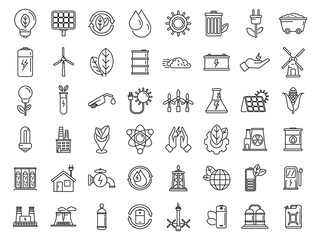 Natural resources icons set outline vector. Nature energy