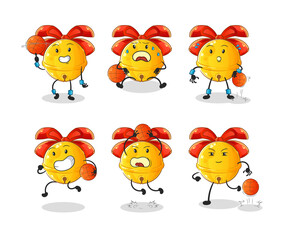 jingle bell basketball player group character. mascot vector