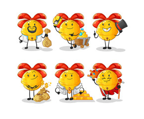 jingle bell rich group character. cartoon mascot vector